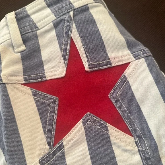 Free People Striped Jeans with Red Star Patch - Picture 4 of 7